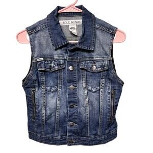 Idle Minds Denim Jean Vest Womens Zipper Pockets Sz Small